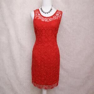 Mud Pie Mallory Crochet Dress Size Medium Coral Pink Orange Boho Summer Look